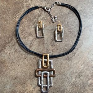 Vintage Modernist Necklace & Earrings Set